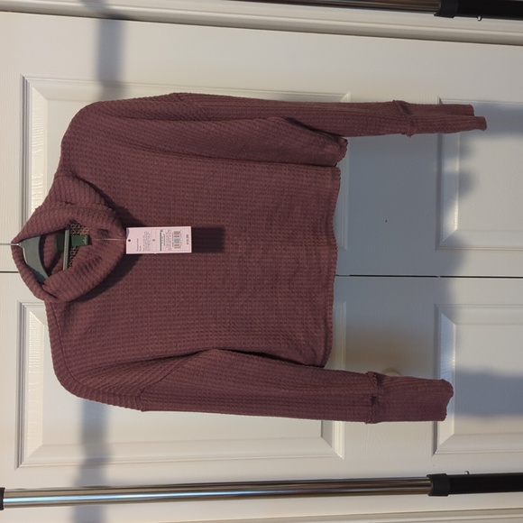 NWT Wild Fable dark mauve cropped turtle neck long sleeve - Picture 1 of 3
